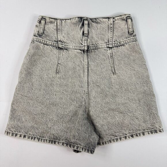 IRO Paris Womens Faded‎ Denim Shorts Dark Grey High Rise Loose Fit Size S (4) - Picture 2 of 8